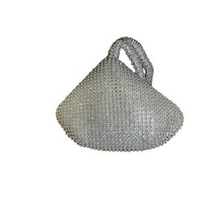 Sparkling Silver Kiss Handbag Rhinestone Embellished Evening Clutch